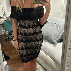 Nightcap Black Lace Strapless Dress